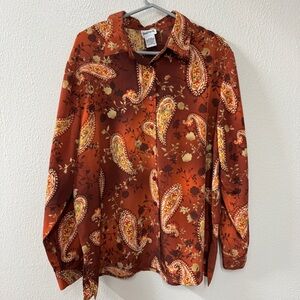 BonWorth Burnt Orange Paisley Blouse